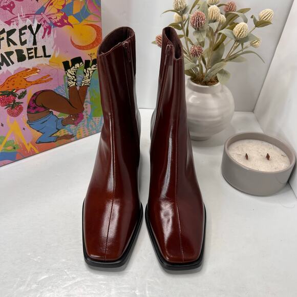 Jeffrey Campbell Sherpal Chunky Heel Zip Boot Brown Women 9.5 Tried On - Picture 5 of 11